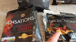 Walkers Sensations Crisps versus Lidl Selections Thai Sweet Chilli Crisps Snack Food Review [upl. by Ikim]