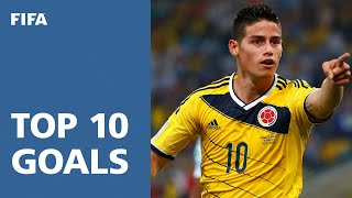 TOP 10 GOALS  2014 FIFA World Cup Brazil [upl. by Anelagna]