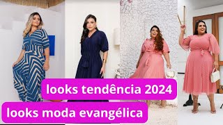 Vestidos sofisticados tendência 2024 Looks moda evangélica  Vestidos Hermosos [upl. by Yennaiv]