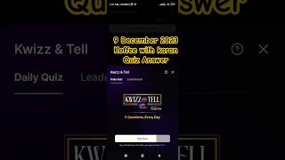 Hotstar Kwizz And Tell Quiz Answer Today  9 December 2023 hotstar shorts short [upl. by Franklin199]