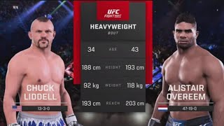 UFC 5 Chuck Liddell Vs Alistair Overeem  Awesome UFC Heavyweight Fight English Commentary PS5 [upl. by Nosemyaj]