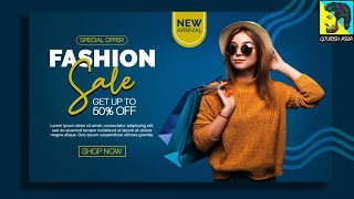 How to Design a Fashion Sale Promo Banner Photoshop Tutorials  Graphics Designing  Poster Designs [upl. by Naquin]