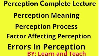 Perception in hindi  perception process and errors in perception [upl. by Nannaihr505]