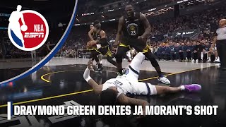 Draymond Green stares down Ja Morant after swatting his layup  NBA on ESPN [upl. by Zoara]