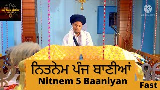 Nitnem 5 Baaniyan  ਨਿਤਨੇਮ ਪੰਜ ਬਾਣੀਆਂ । Fast waheguru gurbanivichar gurbani nitnem shorts wmk [upl. by Wahs]