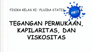 FISIKA KELAS XI FLUIDA STATIS PART 3 Tegangan Permukaan Kapilaritas dan Viskositas [upl. by Ramedlav]