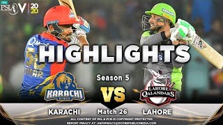 Lahore Qalandars vs Karachi Kings  Full Match Highlights  Match 26  12 March  HBL PSL 2020  MA2 [upl. by Ennaesor]