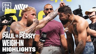 Jake Paul vs Mike Perry Weigh In Descends Into Brawl [upl. by Bez]