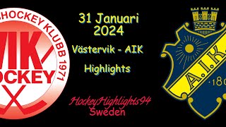 VÄSTERVIK VS AIK  31 JANUARI 2024  HIGHLIGHTS  HOCKEYALLSVENSKAN [upl. by Karr108]