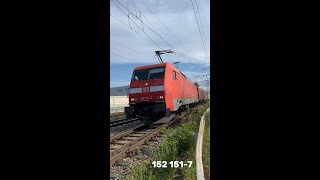 152 1517 in Kornwestheim Rbf Einfahrt mit einem Güterzug [upl. by Khichabia]