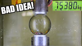 How Strong Is a Giant Solid Glass Ball Hydraulic Press Test [upl. by Amari]