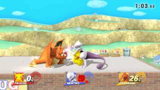 Super Smash Bros Wii U Online Battle Pikachu vs Mewtwo vs Charizard [upl. by Ziul]