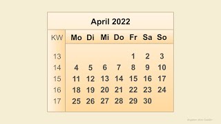 Kalender April 2022 [upl. by Moreen856]