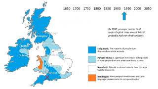 Rhoticity in Britain and Ireland  16502020 animated map with authentic audio recordings [upl. by Adnilreh686]