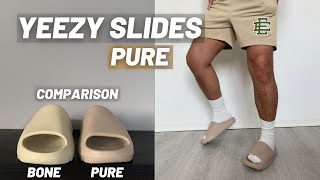 Yeezy Slides Pure Review  Slide Sizing amp On Feet [upl. by Slavic]