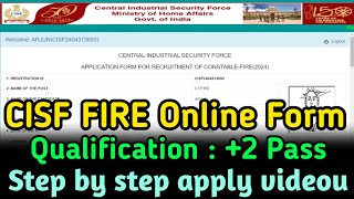 CISF Constable Fire Online Form 2024  Apply Videou  Step by Step  Defence Jobs Malayalam [upl. by Eiloj]