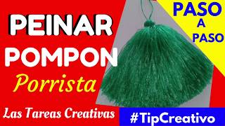 PEINAR POMPON DE RAFIA ¡LA MEJOR MANERA Tutorial  Las Tareas Creativas [upl. by Chavey489]