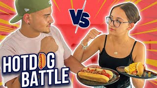 SCHWESTER vs BRUDER BATTLE  WER MACHT DEN BESSEREN HOTDOG CHALLENGE [upl. by Euqininod]