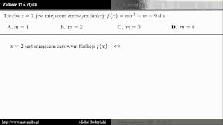 Zadanie 17a  matura z matematyki miejsce zerowe  parametr zestaw 1 [upl. by Drye]