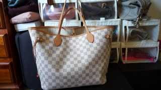 Louis Vuitton Damier Azur MM Neverfull  Review and Contents [upl. by Eiuol]