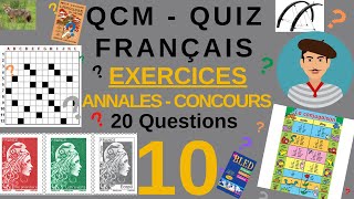 QCM QUIZ Français  N°10  20 questions dannales de Concours de la fonction publique Audio [upl. by Scarface565]