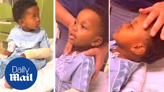 Hilarious moment stubborn boy tries to fight anesthesia before finally falling asleep [upl. by Nordgren662]