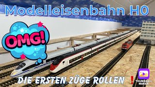 Modelleisenbahn H0 Teil 4 die ersten Züge rollen 😊 [upl. by Nalon]