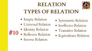 10 Relation and types of relation  Cartesian product  Reflexive Symmetric transitive relation [upl. by Dowling595]