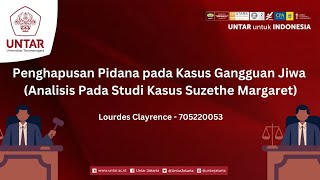 UTS HUKUM PIDANA  Penghapusan Pidana pada Kasus Suzethe Margaret yang Gangguan Jiwa [upl. by Anitsim]