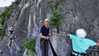 Guilin yangshuo outdoor via ferrata rock climbing [upl. by Nodlew572]