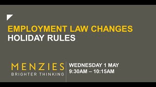 Employment Law Changes Holiday Rules Webinar [upl. by Jojo]