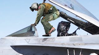 US Pilot Rushing to His F18 And Take Off at Full Afterburner During Scramble [upl. by Younglove]