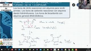 TEMA 42 SÍNTESIS DE PIRROL TIOFENO Y FURANO  4218 REACCIÓN 13DIPOLAR [upl. by Arral]