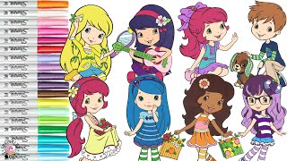 Strawberry Shortcake and Friends Coloring Book Compilation Cherry Jam Orange Blossom Huckleberry Pie [upl. by Tanner]