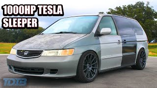 Plaidessey Review 1000HP Tesla Swapped SLEEPER Minivan [upl. by Balough93]