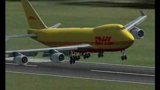 DHL 747400F in crosswind landing [upl. by Dehnel]