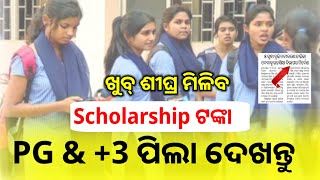 Scholarship କୁ ନେଇ ବଡ଼ ଖବର  pg ଏବଂ 3 ପିଲାମାନେ ଦେଖନ୍ତୁ  odisha scholarship portal [upl. by Ahtelrac]