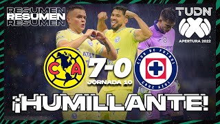 Resumen y goles  América 70 Cruz Azul  Liga Mx Apertura 22 J10  TUDN [upl. by Lilias]