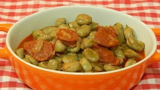 Habas tiernas con chorizo receta fácil [upl. by Telfore]