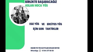 EGE YÖS VE ERCİYES YÖS 2022 İÇİN SON TAKTİKLER [upl. by Trebloc]