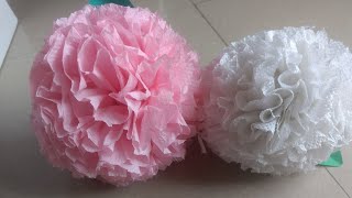 How to make Round Tissue Paper Flower  DIY Paper Craft  Homemade Creations  Easy Tissue Art [upl. by Dleifniw951]