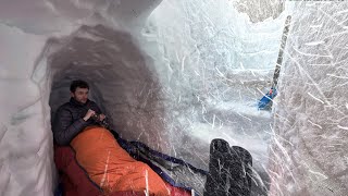 Camping in the SNOWIEST PLACE ON EARTH  18ft55m Snowstorm Survival Shelter [upl. by Noiek]