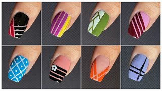 Easy nail art designs with striping tape  Nail art at home [upl. by Htes]