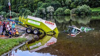 TRAKTOR amp BALLENPRESSE VERSINKEN IM NECKAR DLRG  FEUERWEHR  Spektakuläre Bergung [upl. by Googins]