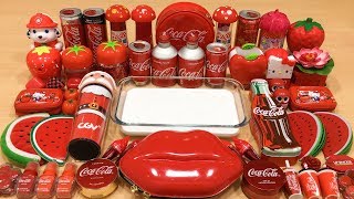 Series RED COCA COLA Slime  Mixing Random Things into GLOSSY Slime Satisfying Slime Videos 100 [upl. by Lorelle445]