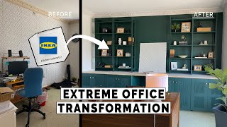 EXTREME IKEA OFFICE TRANSFORMATION  DIY BuiltIns Fluted Doors  Desk [upl. by Frager520]