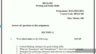 BEGS 183 SOLVED Handwritten Assignment 202122 BEGS 183 Ignou solved Assignment 202122 BEGS 183 [upl. by Suh240]