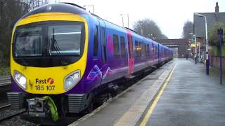 VERY RARE First Transpennine Express class 185s Depart Urmston 221212 [upl. by Elyrehc90]