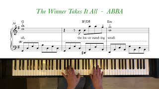 The Winner Takes It All  ABBA Piano tutorial  sheet music Intermediate [upl. by Evets]