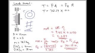 Calculating Lead Screw Efficiency and Required Lifting Torque [upl. by Eudoxia]